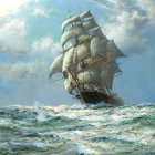 Majestic Tall Ship Navigating Turbulent Waves