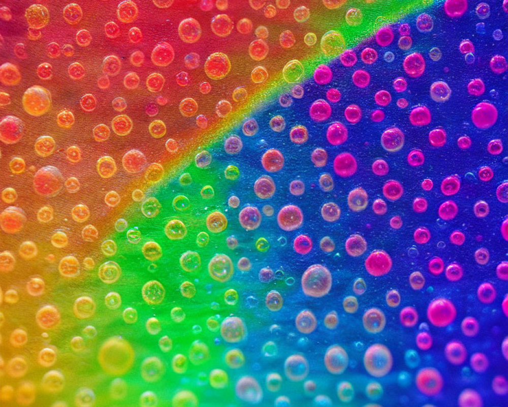 Colorful Spectrum of Vibrant Water Droplets on a Surface