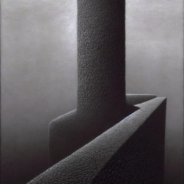 Monochromatic abstract illustration of textured structure with column and shadows