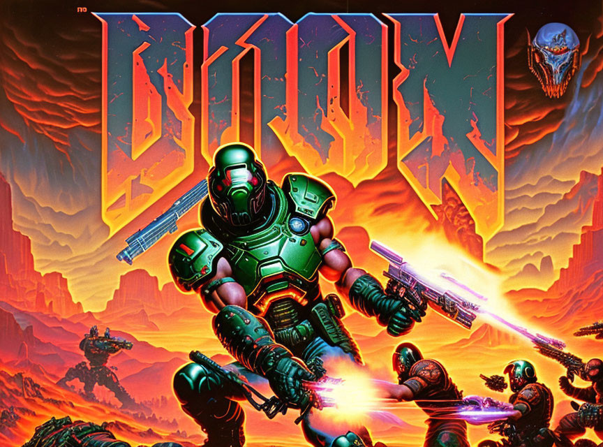 Vibrant Cover Design for Classic Video Game Doom