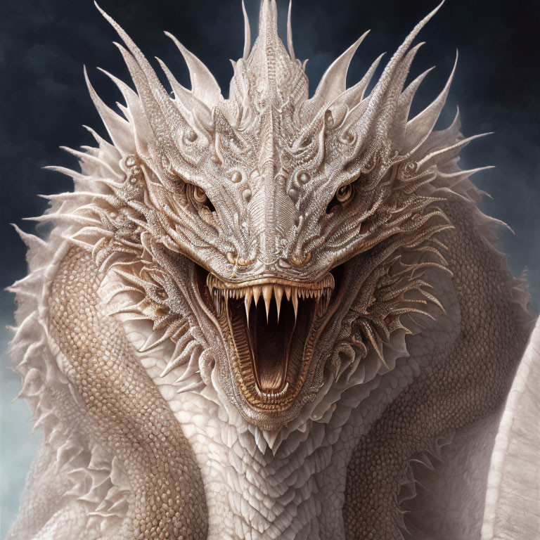 Detailed Close-Up Image: Fierce Dragon with Scales and Sharp Teeth