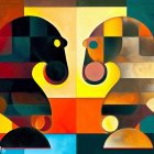 Colorful Stylized Profile Portraits on Abstract Background