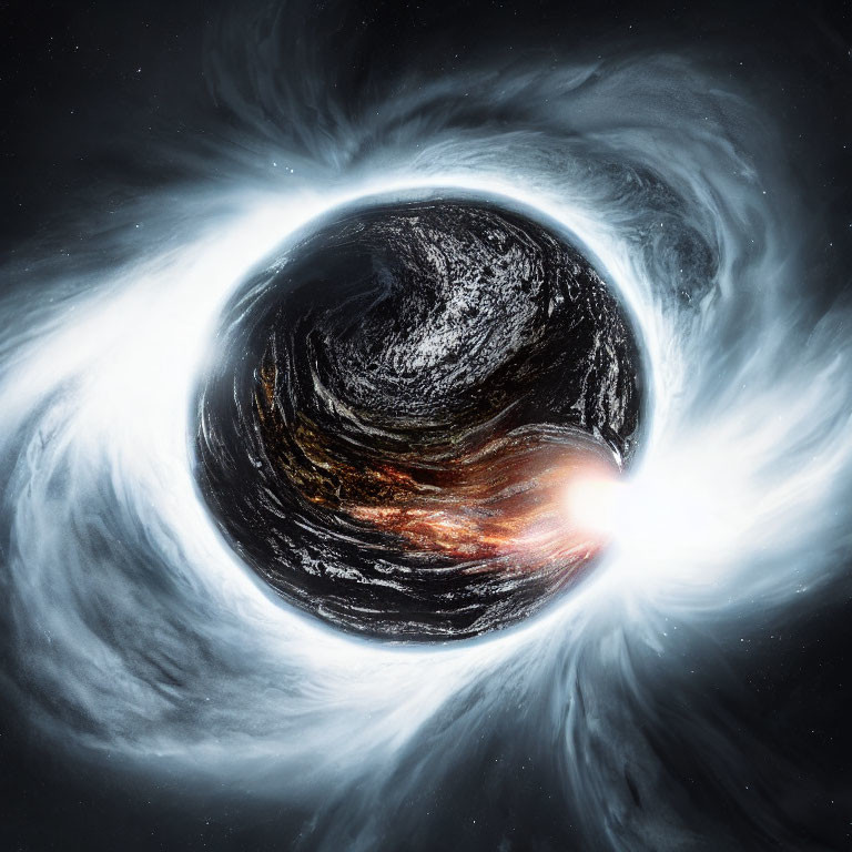 Black Hole with Glowing Accretion Disk in Space