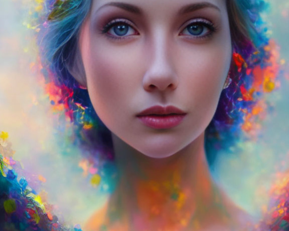 Colorful Portrait with Vibrant Bokeh Effect and Soft Ambiance