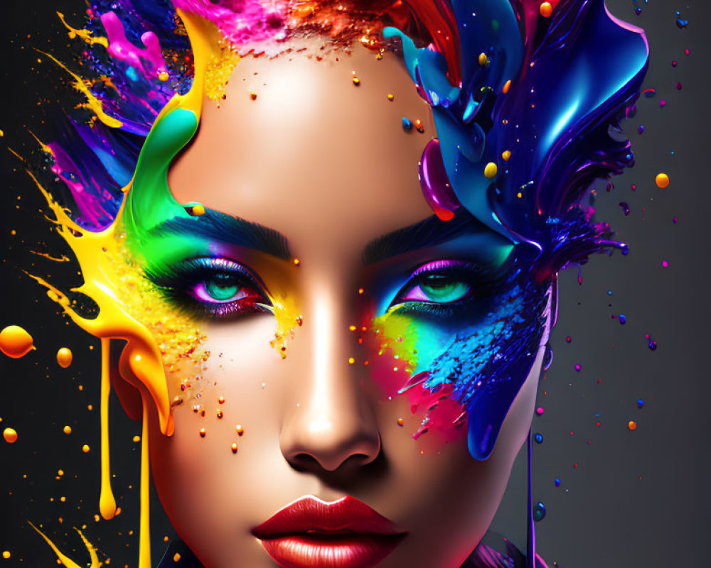 Abstract Woman's Face: Vibrant Colors & Dynamic Design