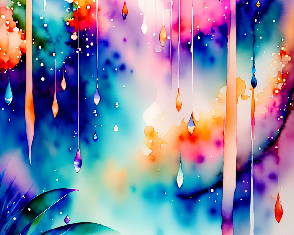 Vibrant Watercolor Painting of Whimsical Scene