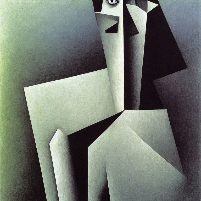 Geometric Cubist Portrait with Monochromatic Tones