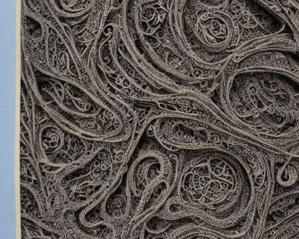 Detailed Paisley-Inspired Paper Cut Art in Neutral Tones