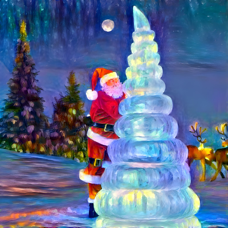 Santa and ice Christmas tree