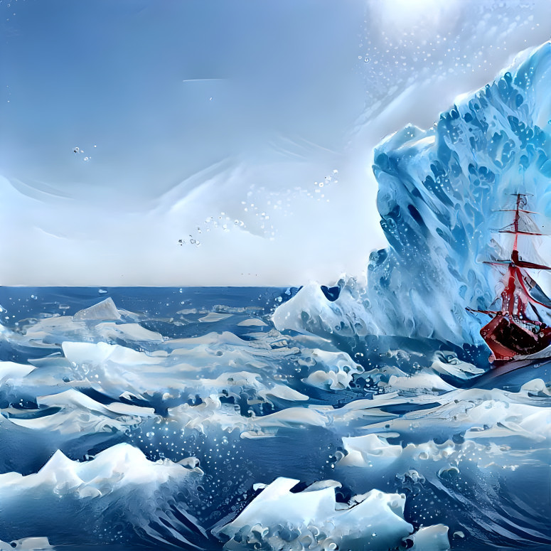 Sailing into the wavy icebergs