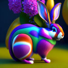 Colorful Rabbit with Gem-Studded Headband in Night Scene