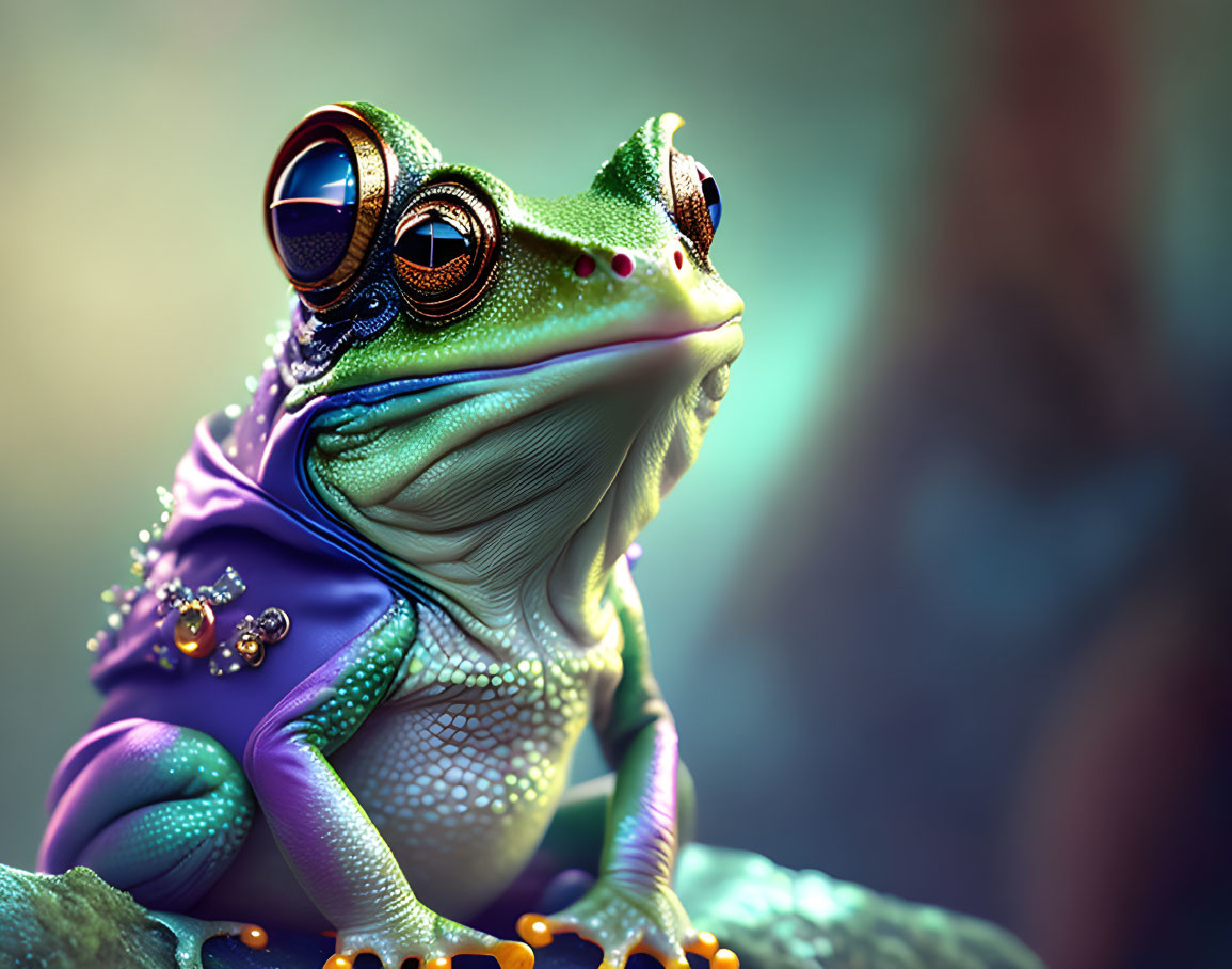 Vibrant Frog with Striking Eyes and Jewel-like Embellishments