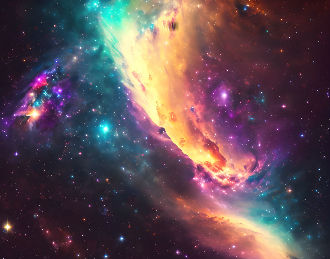 Colorful Cosmic Nebulae and Stars in Space