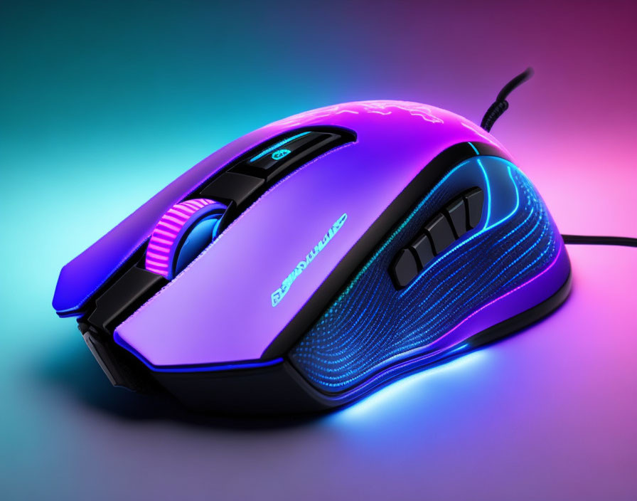 Multicolor LED Gaming Mouse on Gradient Background