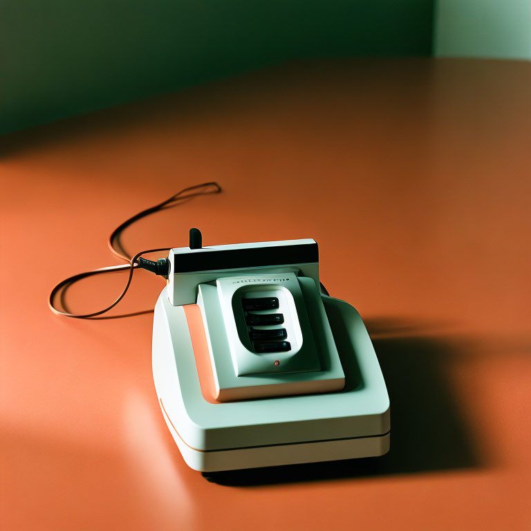 Vintage Rotary Dial Telephone on Desk with Green Hue and Soft Shadowing