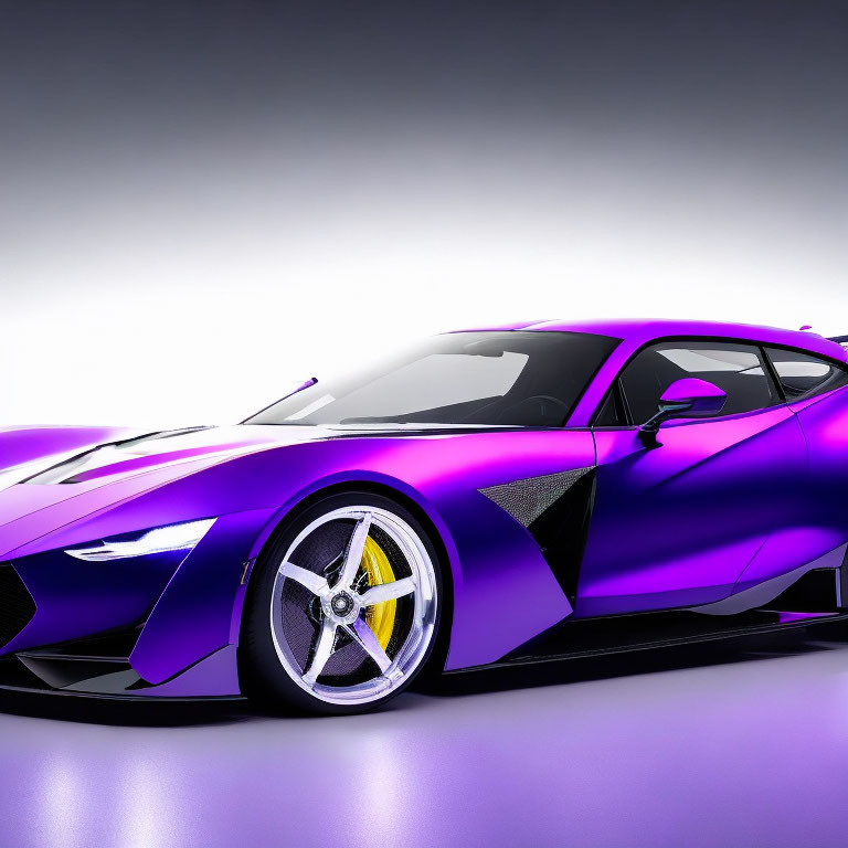 Purple Sports Car with Aerodynamic Design and Alloy Wheels on Grey Background