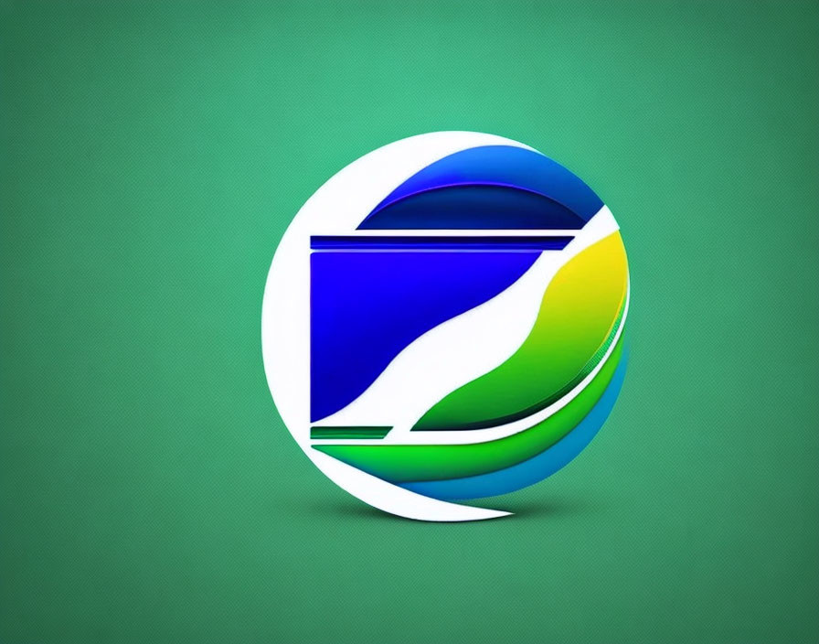 Colorful 3D spherical logo on green background