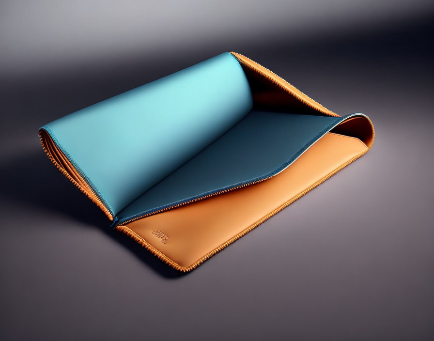 Teal and Tan Leather Document Holder on Gradient Gray Background