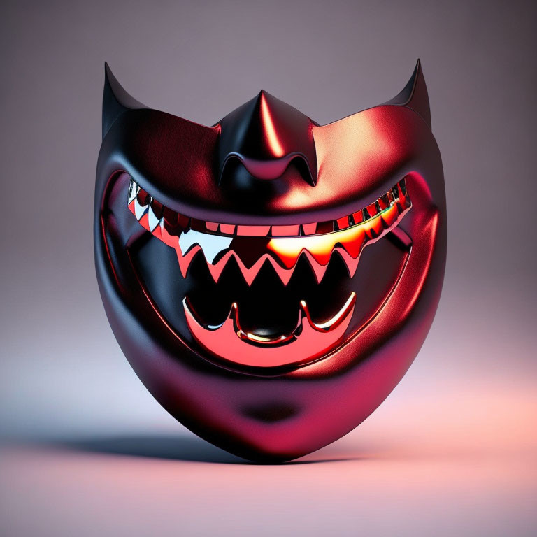 Sinister smiling mask with sharp teeth on dark background