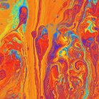 Colorful Skulls Painting Against Fiery Abstract Background