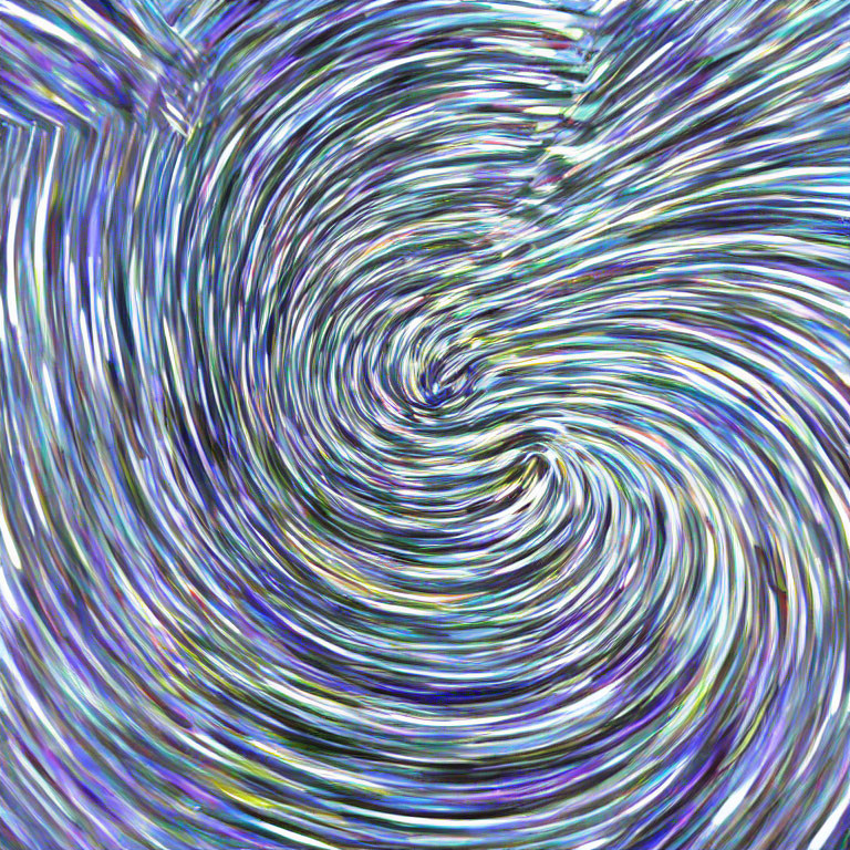 Abstract Blue, Purple, and White Swirling Lines Pattern in Hypnotic Vortex