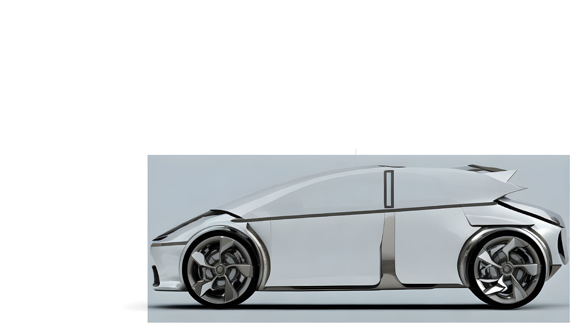 Silver Concept Car with Futuristic Design on White Background