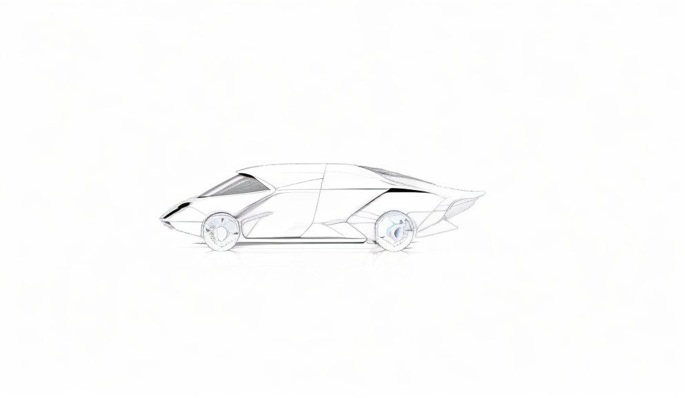 Futuristic sleek car design with prominent wheels and aerodynamic lines