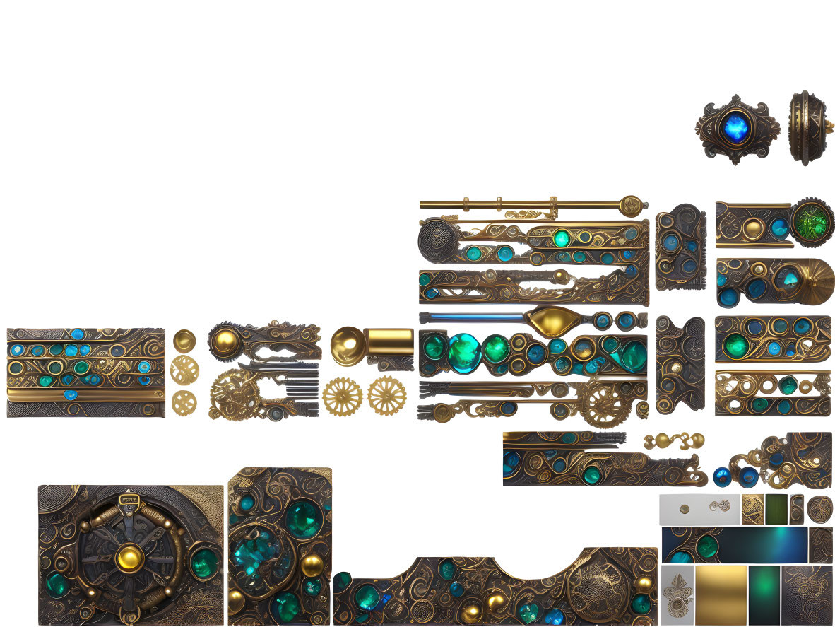 Steampunk-Inspired Design Elements with Gears and Gemstones