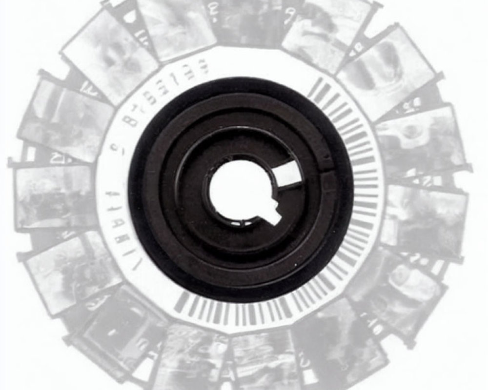 Circular Film Slide Reel with Grayscale Images