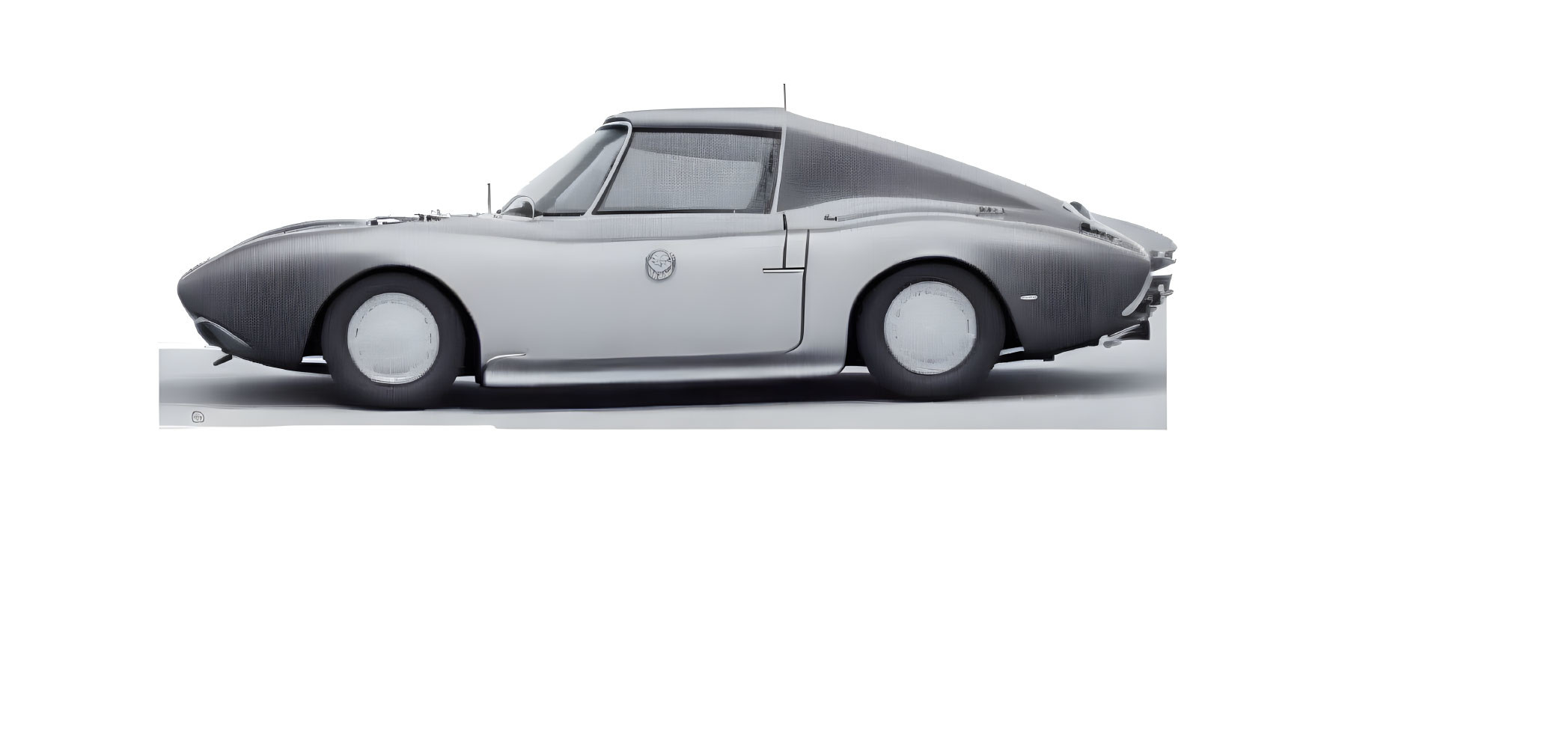 Classic Silver Sports Car with White-Wall Tires and Convertible Top