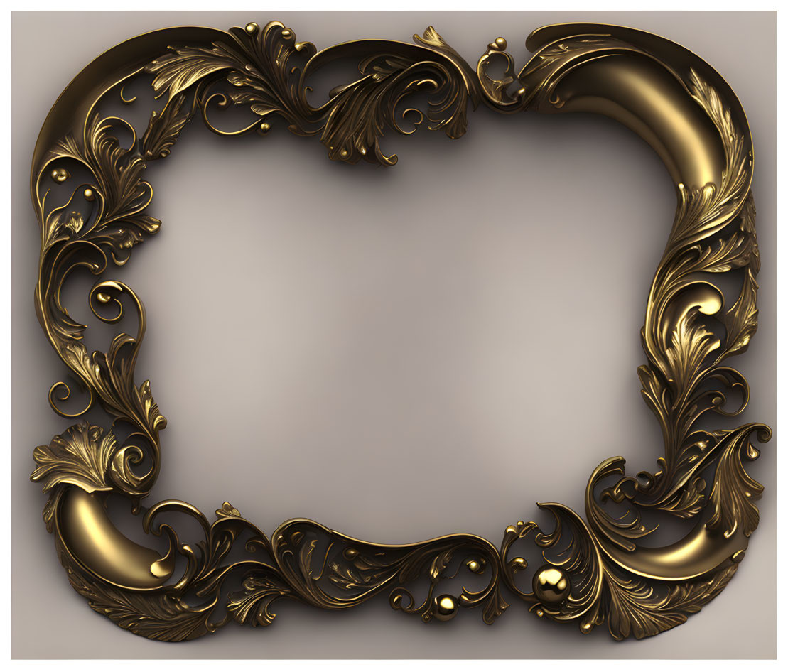 Golden Baroque Frame with Intricate Scrollwork and Floral Motifs