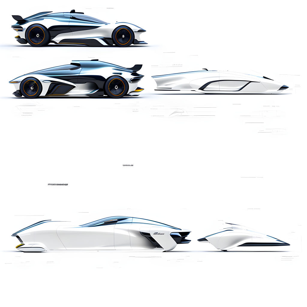 Futuristic White and Blue Sports Car Concept Views