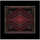 Detailed Isometric Drawing on Maroon Background with Geometric Structure