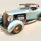 Vintage Cars: Pastel Blue & Cream Color Scheme, Chrome Details, Whitewall Tires