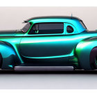 Customized Classic Car with Teal and Black Paint Job & Vintage Design