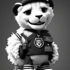 Anthropomorphic cartoon police cat with cap and badge vest in 3D illustration