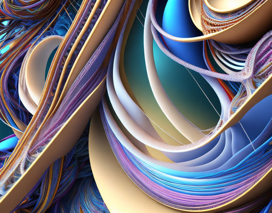 Colorful Fractal Image with Swirling Shapes and Textures