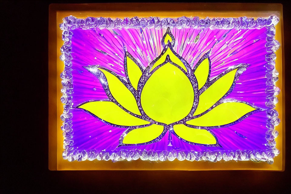 Colorful Lotus Flower Wall Art in Rectangular Frame