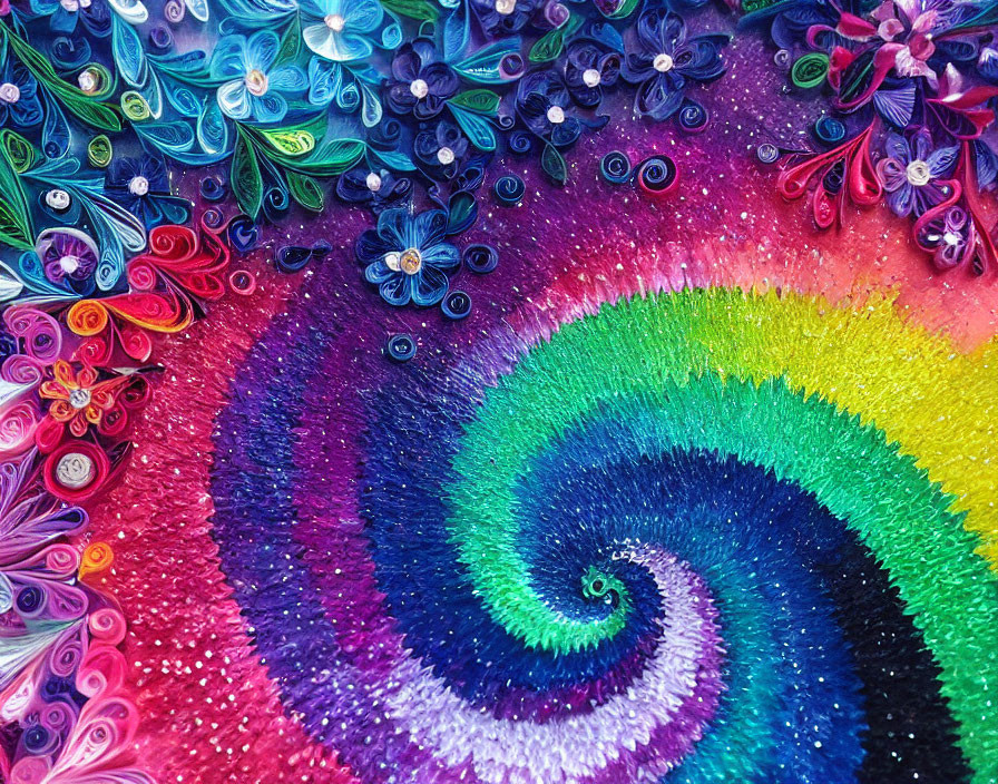 Colorful Paper Quilling Art: Multicolored Spiral & Floral Pattern