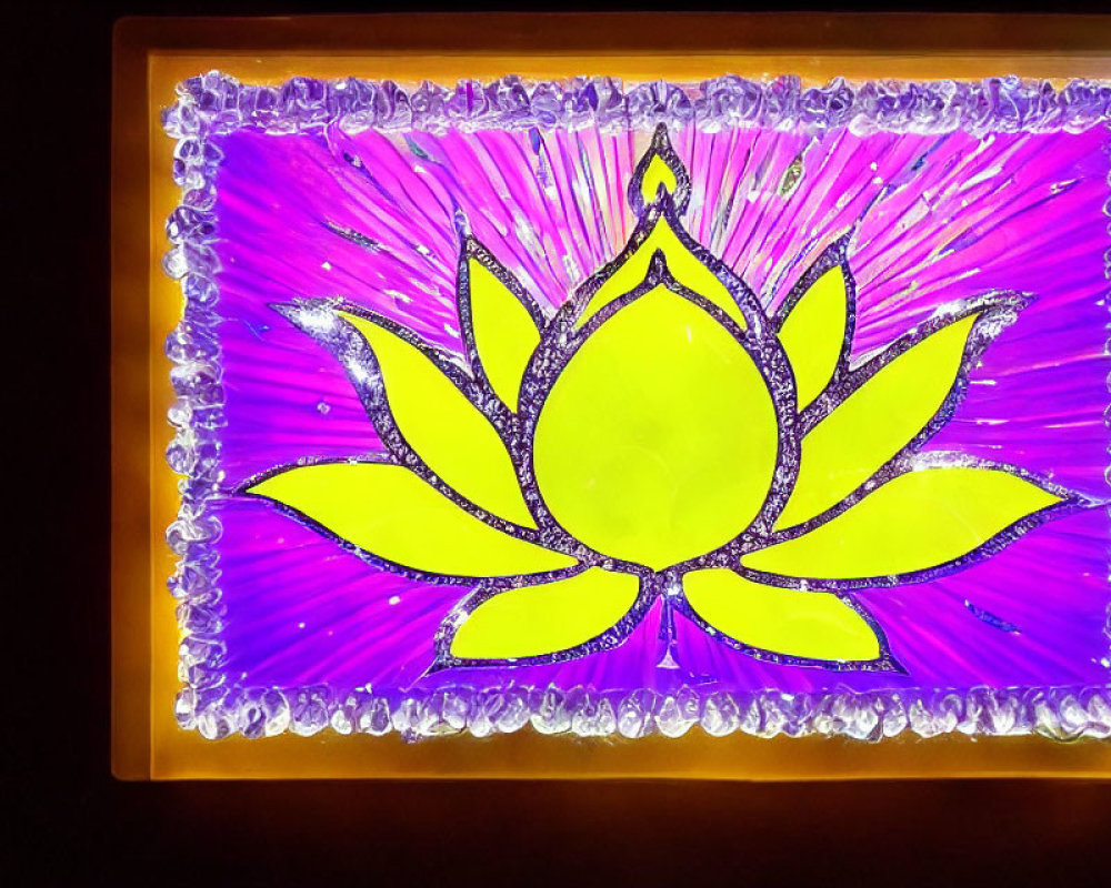 Colorful Lotus Flower Wall Art in Rectangular Frame