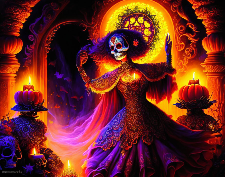 Dia de los muertos mixed with Halloween+Samhain