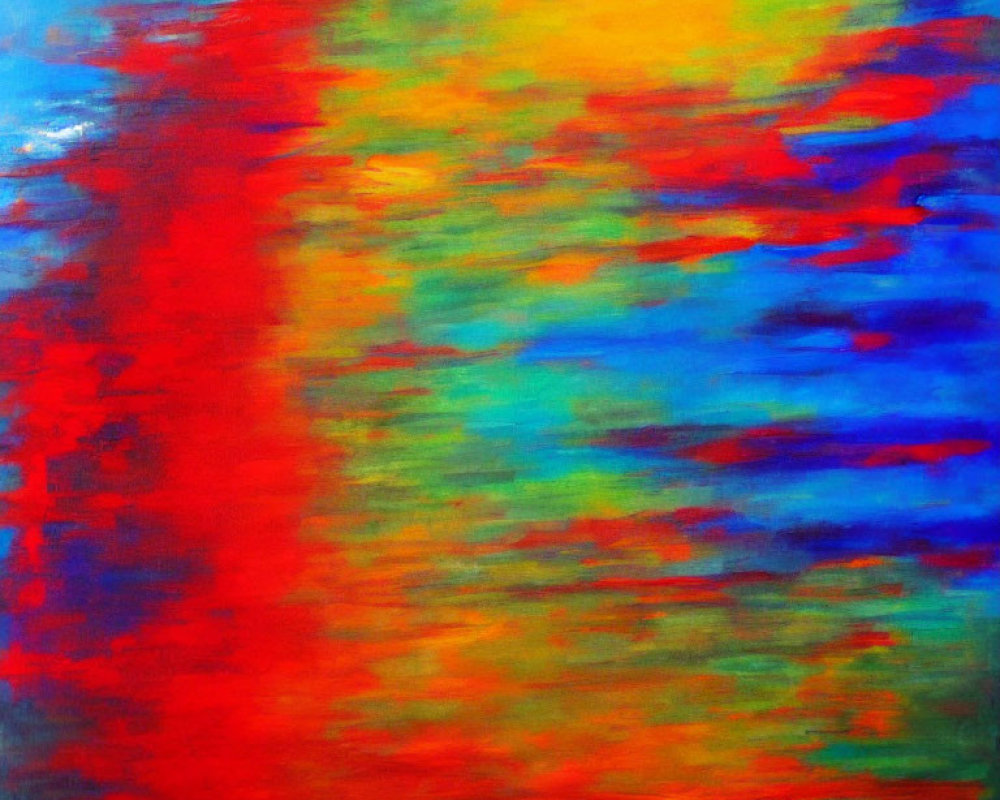 Vibrant Abstract Painting with Reds, Blues, and Yellows