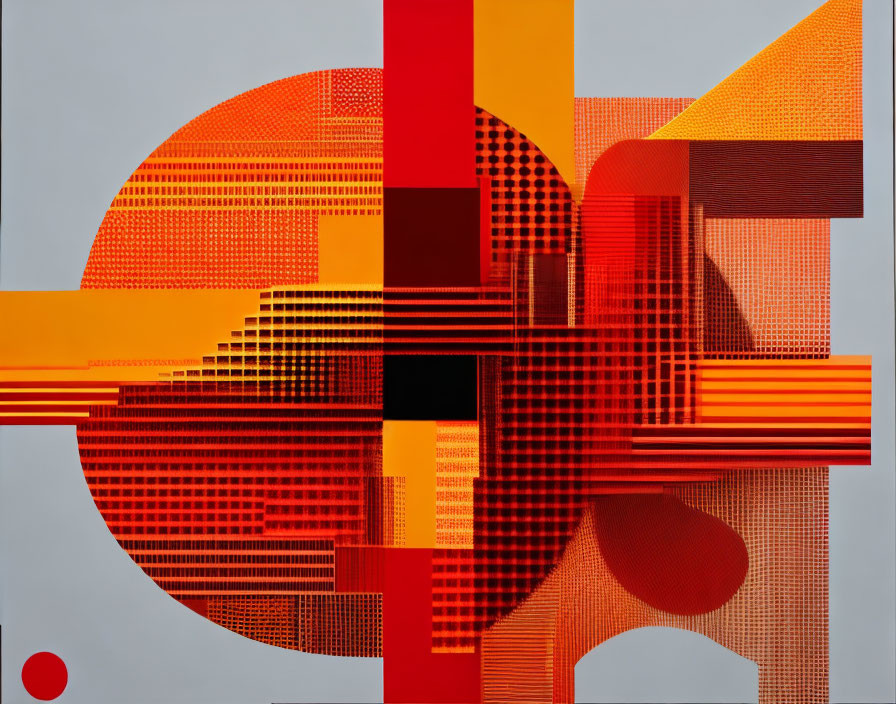 Geometric Abstract Art: Overlapping Shapes in Red and Orange