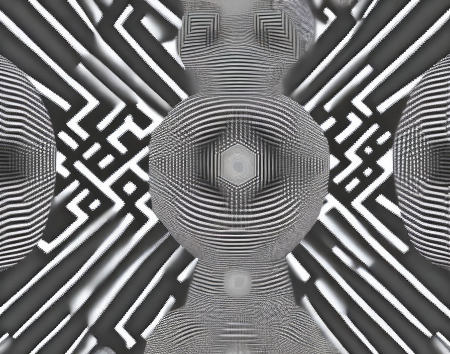 Symmetrical Black and White Abstract Optical Illusion Design