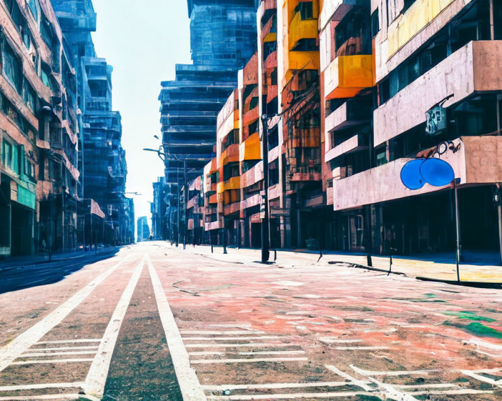 Colorful, Dilapidated Buildings on Deserted Urban Street