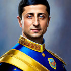 Man in Blue Military Uniform with Gold Epaulettes and Medals