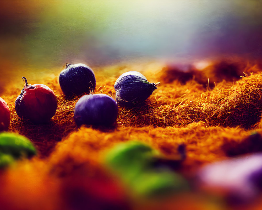 Colorful Pumpkins and Squash in Vibrant Autumn Scene