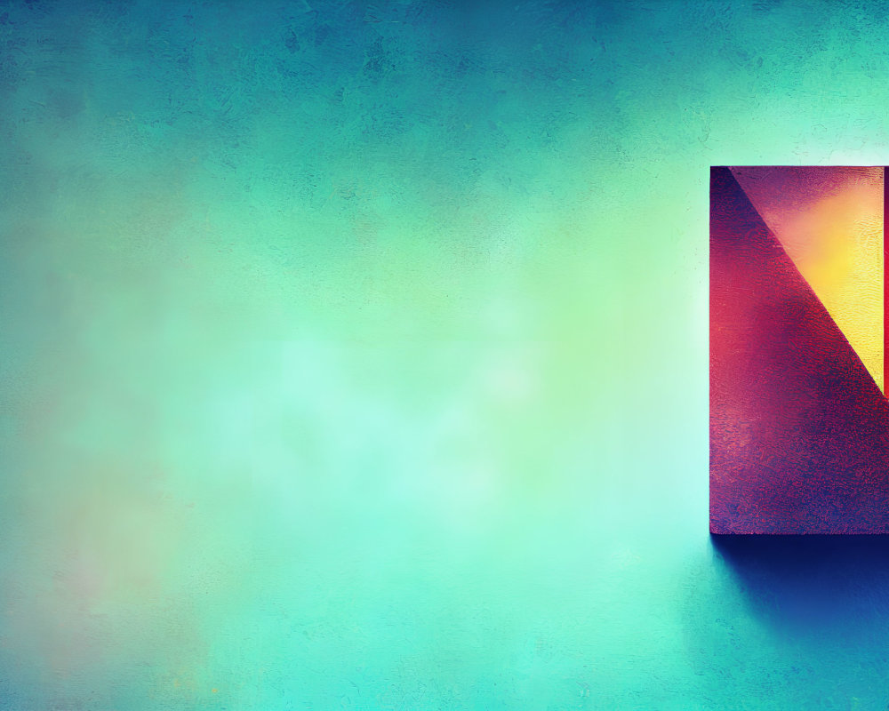 Blue Gradient Abstract Background with Geometric Cube and Warm Light