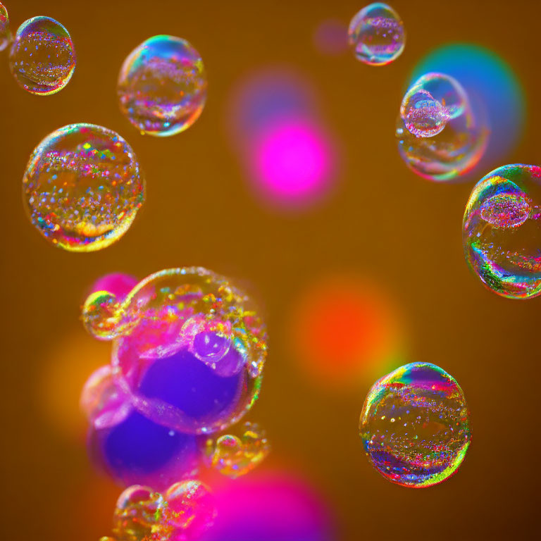 Vibrant Soap Bubbles with Bokeh Background