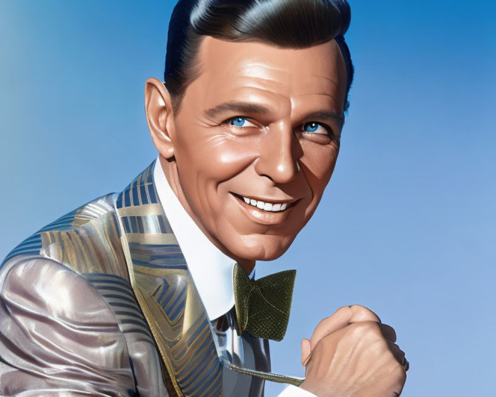 Smiling man in patterned suit with bowtie